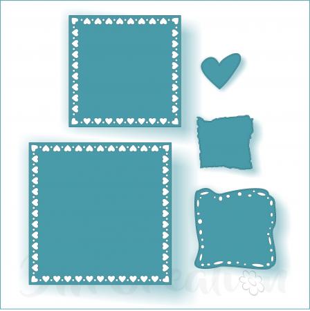 Stanzschablone - Herzrand quadratisch